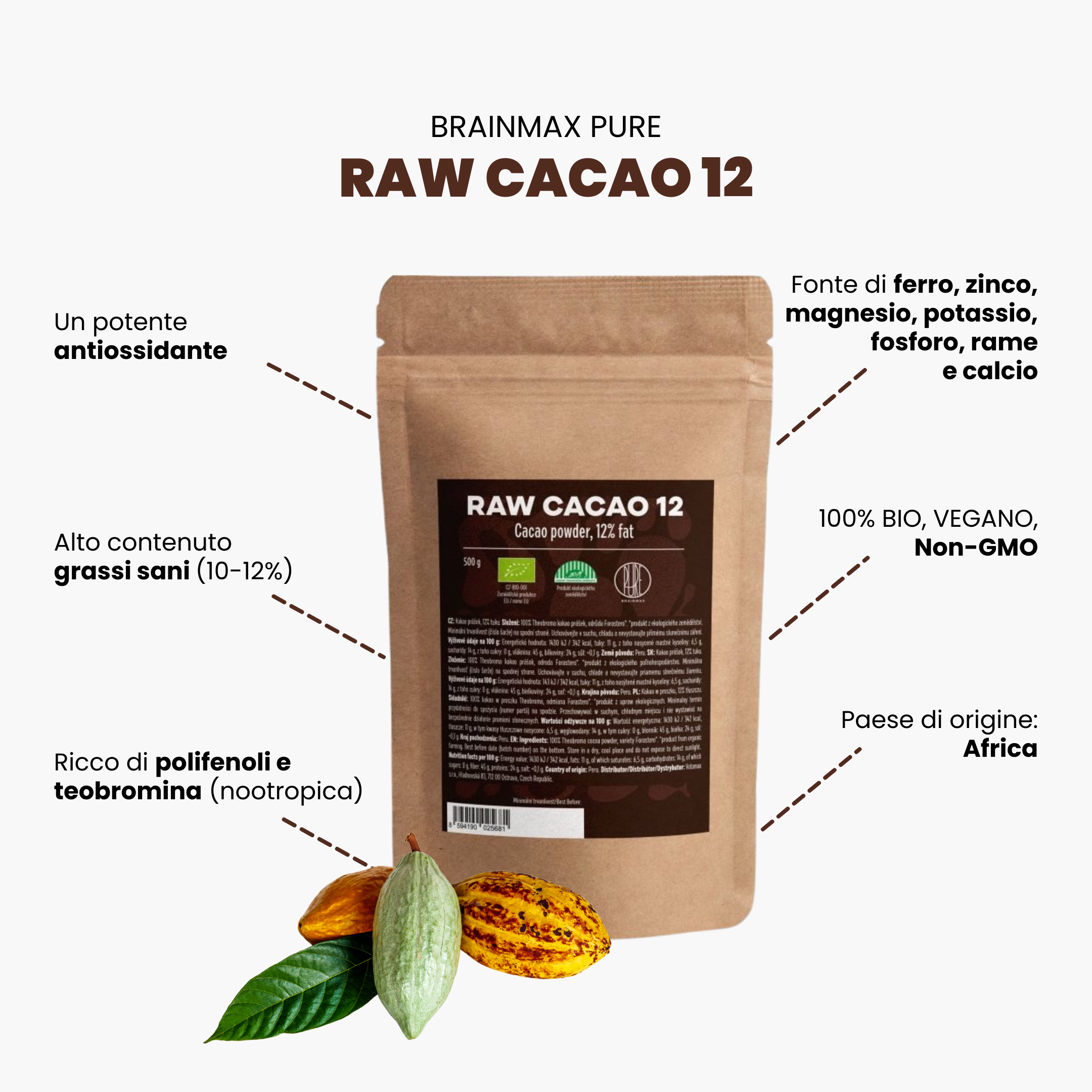 (Italština) BrainMax Pure Raw Cacao 12